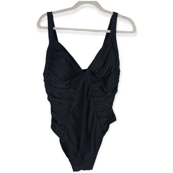 Venus SZ 20 Runs Very Small (12/14) Ruched One Piece Bathing Suit In Black NEW - Picture 2 of 7